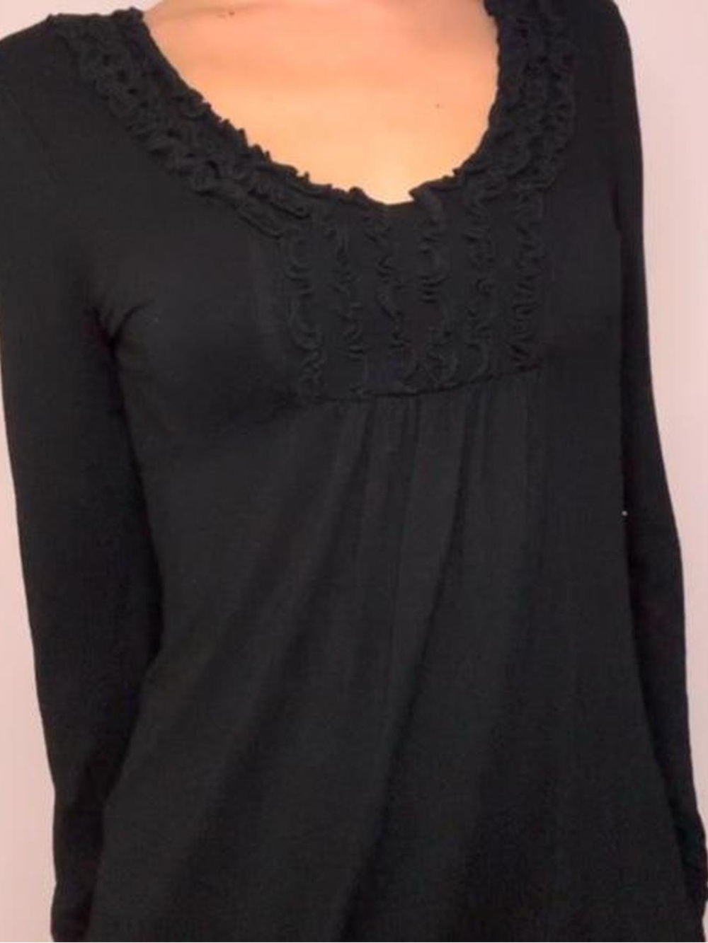 Y2K Bozzolo long sleeve ruffle babydoll top